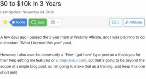 DomW's success story at Wealthy Affiliate