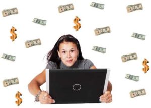 Girl With Laptop and Money