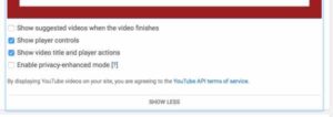 YouTube Video Embedding options
