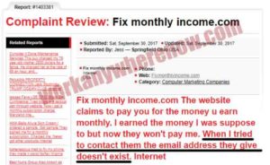 Fix Monthly Income's Rip-Off Report