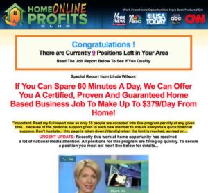 Home Online Profits Club sales page
