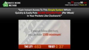 Automated Income Method Home Page sales video