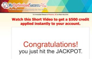 My Optimized Success Plan Sales video home page