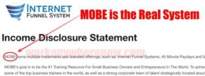 Internet Funnel System Income Disclaimer Shows MOBE as Real Owner