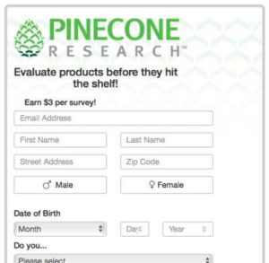 Pinecone Research sign up form